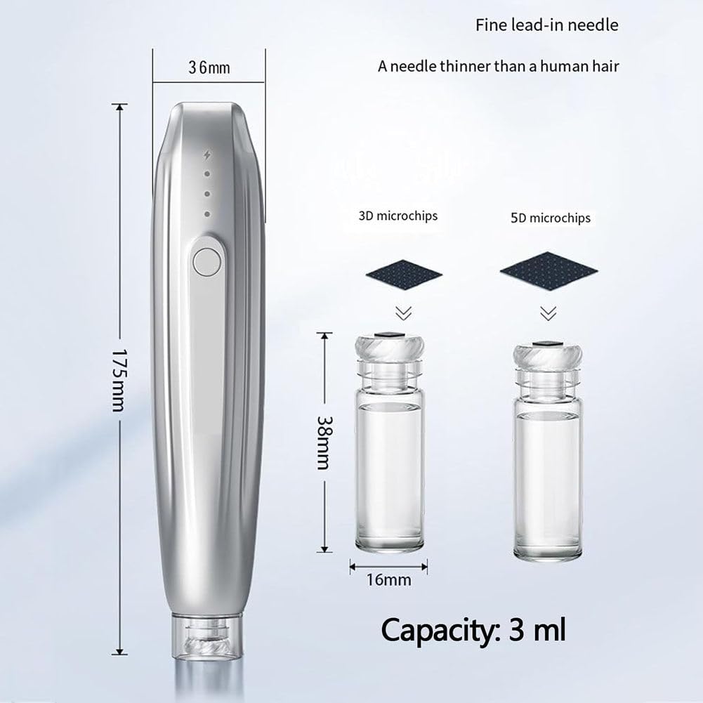 Dermapen Facial,Dispositivo de Infusión Cutánea Avanzada - Tecnología de Vibración, 3 Modos Ajustables, Incluye Ampollas‌,Dermapen Profesional con Deposito
