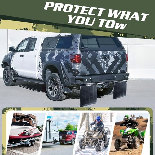 Image of 2.5 inch Hitch Mounted Mud Flaps for Trucks, Truck Mud Flaps Heavy Duty Adjustable Removeable Height and Width, Universal Duty Mud Flaps System to Protects Trailers from Scratches and Dirt.