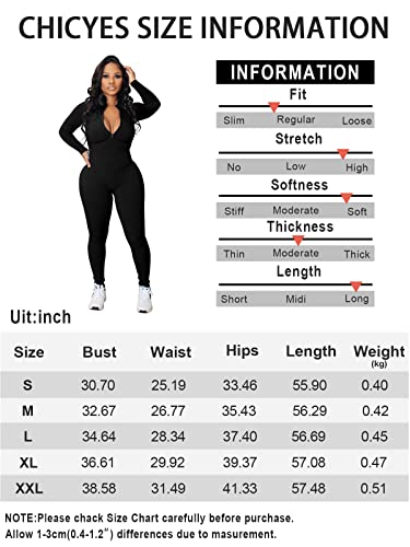 Chicyes Women's Sexy Bodycon Long Sleeve Zipper Ribbed One Piece Pants Rompers Jumpsuits Black #TOP4