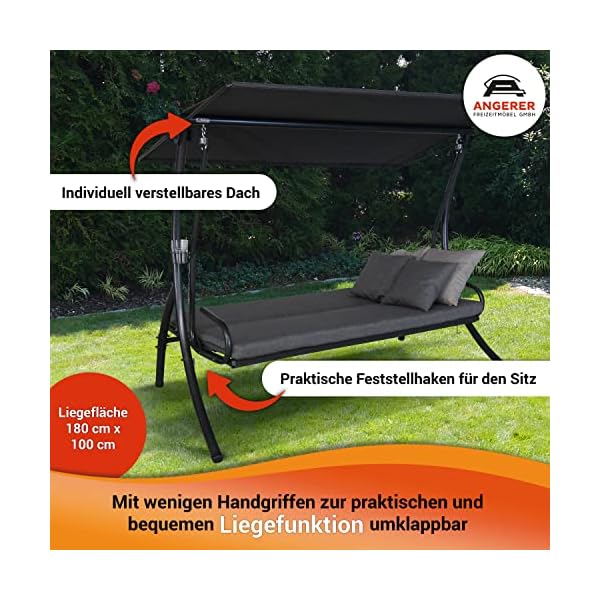 Angerer Hollywoodschaukel Elegance Smart mit Bettfunktion Grau