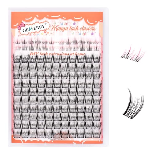 GEMERRY Lash Clusters with Pink Eyelash Clusters 2 Styles 8-12mm Lash Extension Clusters DIY Cluster Lashes for Beginners Cluster Eyelash Extensions Soft Comfortable