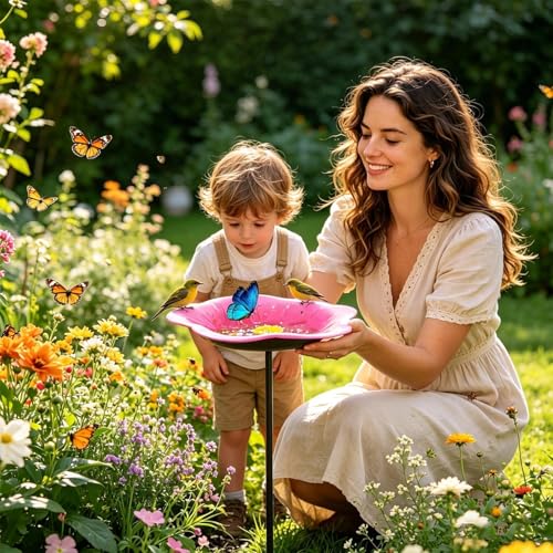 Bain d'oiseaux extérieur en résine durable pour parterre de fleurs