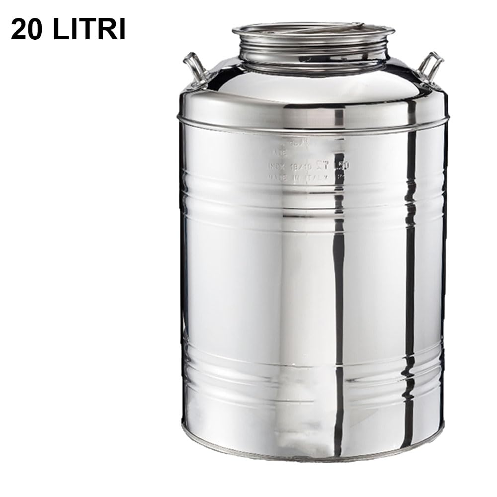 Fusto per olio da 20 litri giara damigiana bidone in acciaio inox 18/10 contenitore vino miele acqua