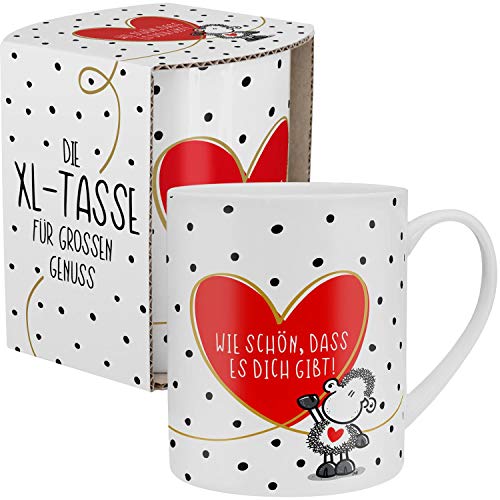 Sheepworld 46219 XL-Tasse Wie schön, DASS es Dich Gibt, Porzellan, 60 cl, mit Geschenk-Banderole, Rot Taza, Porcelana - Imagen 4