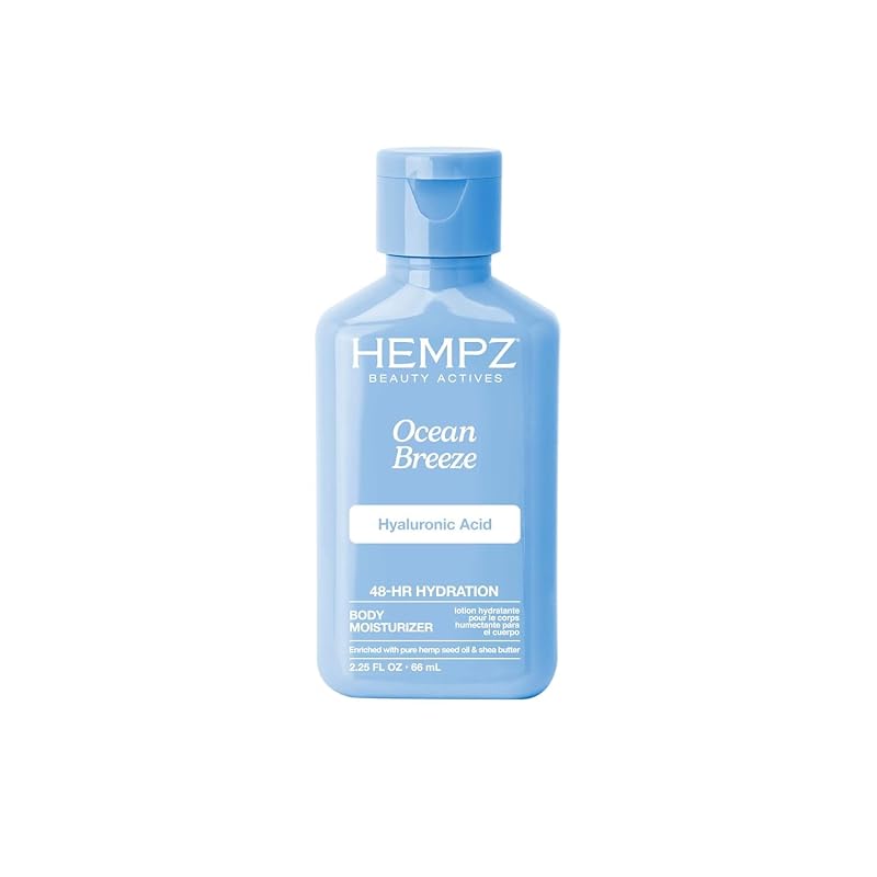 Hempz Body Lotion - Ocean Breeze Limited Edition Mini Daily Moisturizing Cream, Shea Butter, Aloe Body Moisturizer - Skin Care Products, All Natural Hemp Seed Oil - Travel Size 2.25 Fl Oz (Pack of 2)