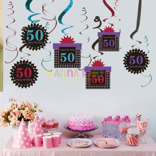 Image of Wanna Party 50Th Birthday Swirl Decoration (Pack of 12),Multicolor