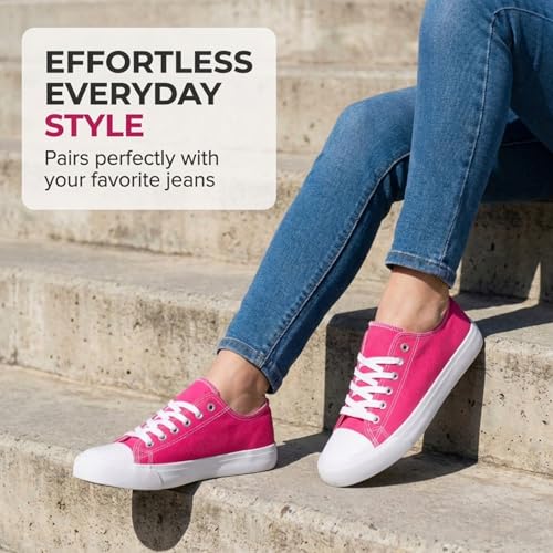 Image of Canvas Shoes for Women, Women's Fashion Sneakers | Casual Low Top, Lace Up, Rubber Sole, Canvas Upper, Cushioned Insole