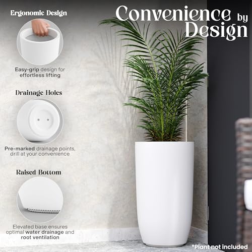 Image of YUCCABE ITALIA FOXB TPC 18 INCH Pots for Plants Highly Durable Polymers Lightweight Indoor Outdoor Plant Pots, Flower Pot Gamla Tree Planter Container Planters for Living Room, Balcony, Garden