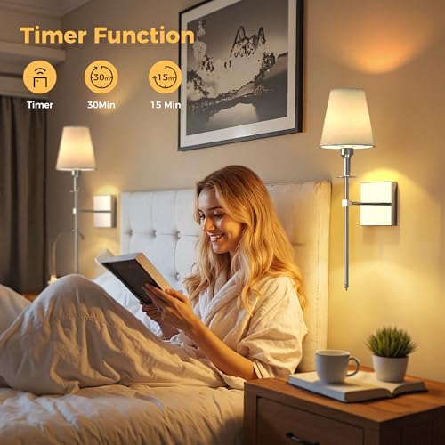 Image of DORESshop Battery Operated Wall Sconce Set of 2, Chrome Rechargeable Wall Lights, Sconce Wall Decor Set of 2, 7 Colors Mode Wireless Sconces for Bedroom Living Room Hallway