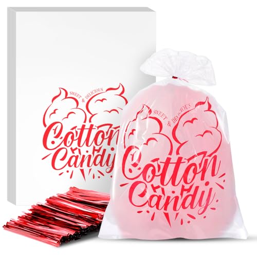 Mkway 100PCS Cotton Candy Bags 11.8x17.7 Inch Candy Supplies Perfect for Sticks and Cones Cotton Candys Bulk Accessories for Carnivals