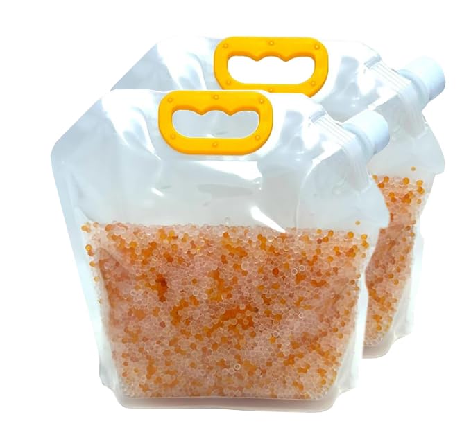 DeseCamen – Pack 2 x 1 KG – Gel de sílice naranja y blanco (3–5 mm) – Indicador de saturación – Absorbedor de humedad – Reutilizable – Libre de DMF – No tóxico – Bolitas desecantes – Antihumedad