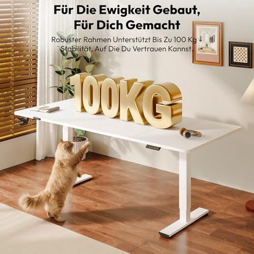 SANODESK Höhenverstellbarer Schreibtisch elektrisch 180x80 cm – Ansicht 3