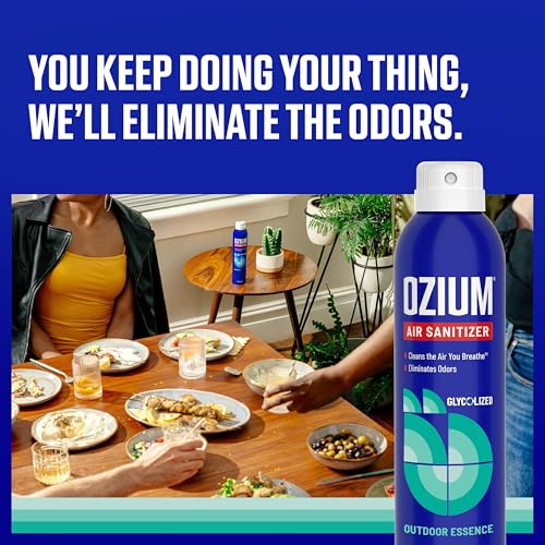 Image of Ozium Air Sanitizer Spray - Room Odor Eliminator for Home, Car, and Office - Outdoor Essence - 8 oz Can - 6 Pack