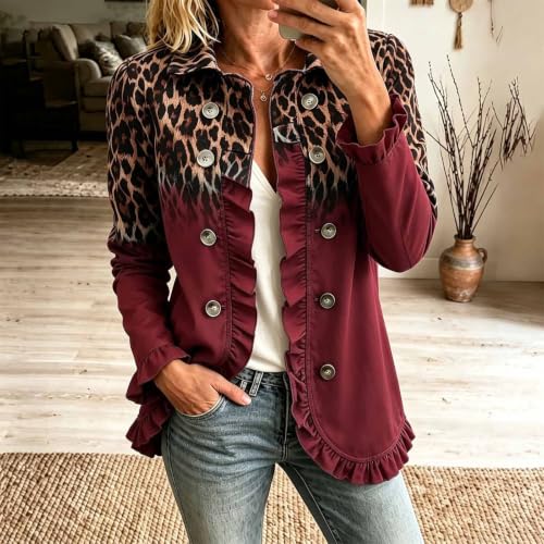 Aniywn Women'S Fall Jackets Lightweight Ruffle Double Breasted Cardigan - image 3
