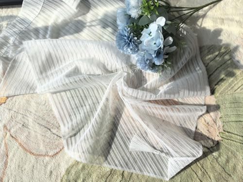 Vordesack Panneaux Jacquard avec glands Rideau Voile Court avec Bande Brodée Motif Rayé Rideaux Bistro avec Cordon de Serrage Lot de 2 H x L 90 x 60 cm Rayures – vue 6