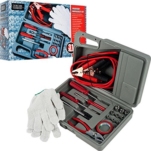 31 Pieces Roadside Emergency Tool and Auto Kit with Useful Tools to Keep You Safe in an Emergency