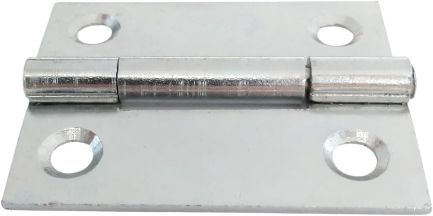 Merriway BH03799 38mm (1.1/2 inch) Bright Zinc Plated Steel Narrow Utility Hinge - Pack of 2