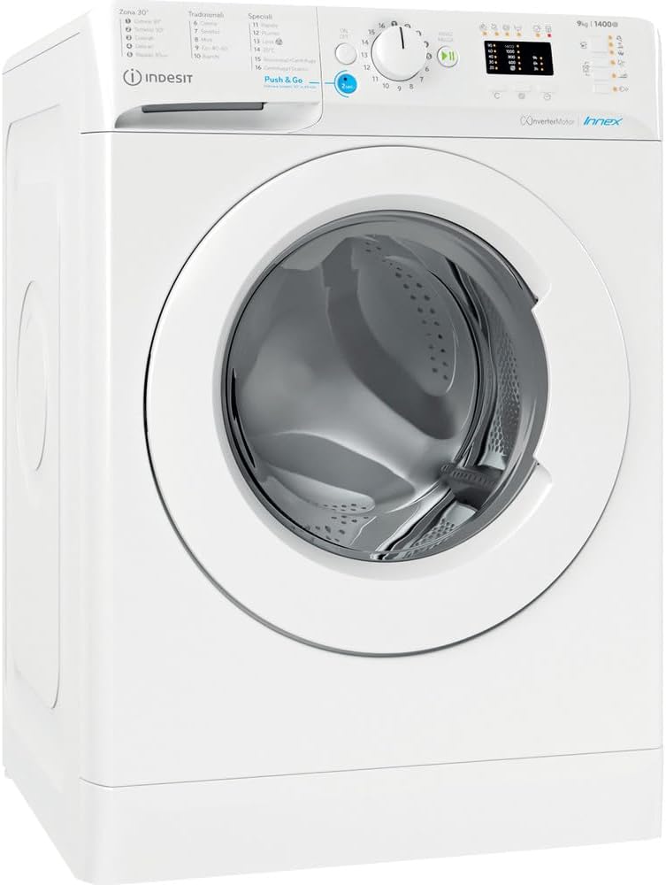 Lavatrice a libera installazione a carica frontale Indesit: 9,0 kg - BWA 91486X W IT Lavatrice a libera installazione a carica frontale Indesit: 9,0 kg - BWA 91486X W IT
