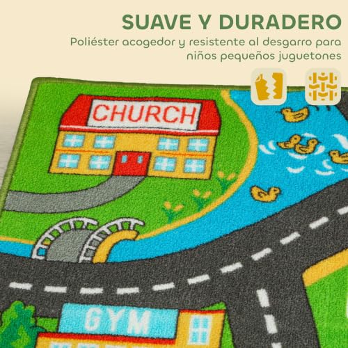 Miniatura 8 de Aiyaplay Alfombra Infantil, Carretera De Ciudad, 160x100 Cm, Alfombra Educativa Antideslizante Para Gateo Y Jugar Con Coches, Para Salón Y Dormitorio, Textura Suave