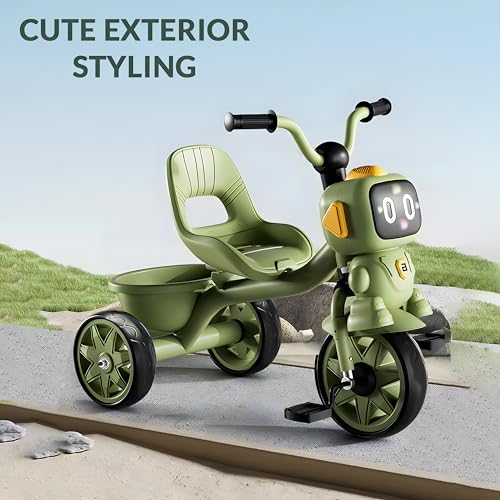 Tricycle for Kids, Baby Cycle with Light and Music, Kids Tricycle with Back Storage Basket & 3 Wheels, Baby Cycle Bike For 2 to 5 Years Boys Girls (green)