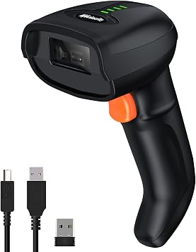 Alacrity Bluetooth Wireless Barcode Scanner 328 Feet Transmission Distance USB Cordless 1D CCD Automatic Barcode Reader Handhold Bar Code Scanner with USB Receiver for Store, Supermarket, Warehouse
