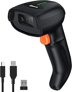 Alacrity Bluetooth Wireless Barcode Scanner 328 Feet Transmission Distance USB Cordless 1D CCD Automatic Barcode Reader Handhold Bar Code Scanner with USB Receiver for Store, Supermarket, Warehouse