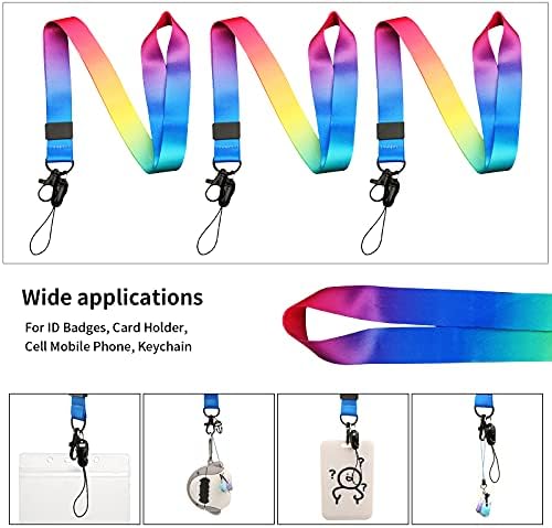 DONQL 5Pcs Rainbow Neck Lanyard Strap, Detachable Neck Strap Office Lanyard with Swivel Metal Clip Oval Clasp, Neck Lanyard for Mobile Phones ID Card Keychain USB Flash Drives