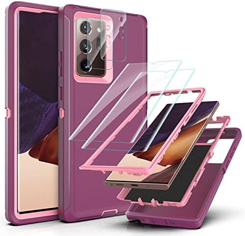 YmhxcY for Galaxy Note 20 Ultra Case with Self Healing Flexible TPU Film[2 Pack] and Camera Lens Screen Protective Film[2 Pack],Heavy Protection Cover For Samsung Note 20 Ultra-Black/Grey