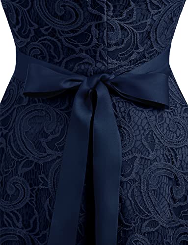 Image of Dressystar Women's Floral Lace V Neck Short Bridesmaid Cocktail Party Dress
