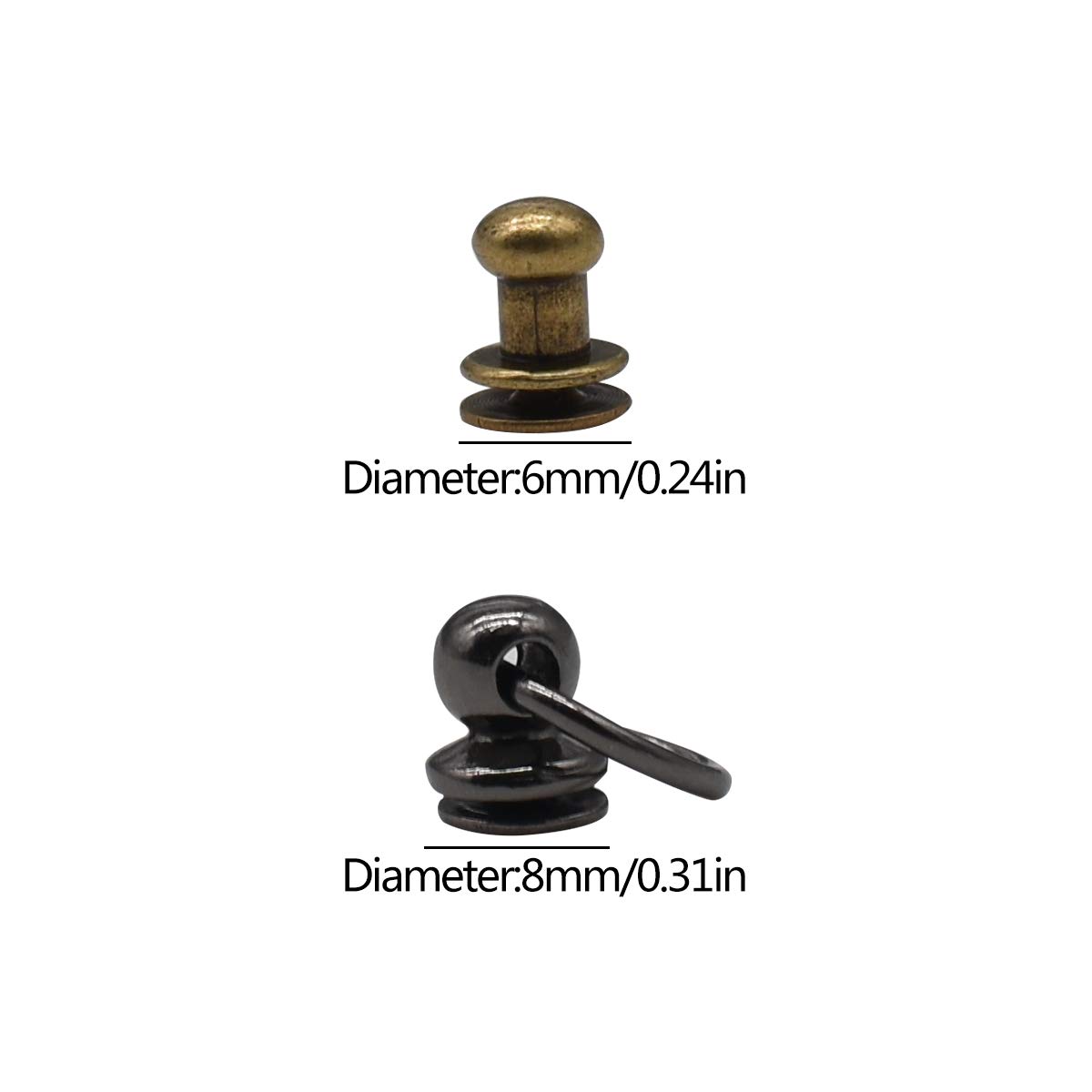 YPLonon 80 Stück Leder Nieten Set 6MM - Goldene Rundkopf Nieten Mit Locher Für Lederarbeiten & DIY