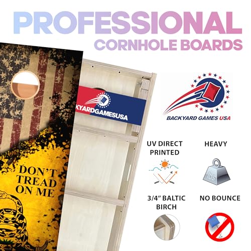 CornholeGamesUSA Pro Cornhole Boards Set | Made in USA | 3/4 Baltic Birch | No Bounce | Triple Thick Legs | Two Brace & Handles, Tournament 2x4 Regulation Set with Score Tower & Cornhole Bags