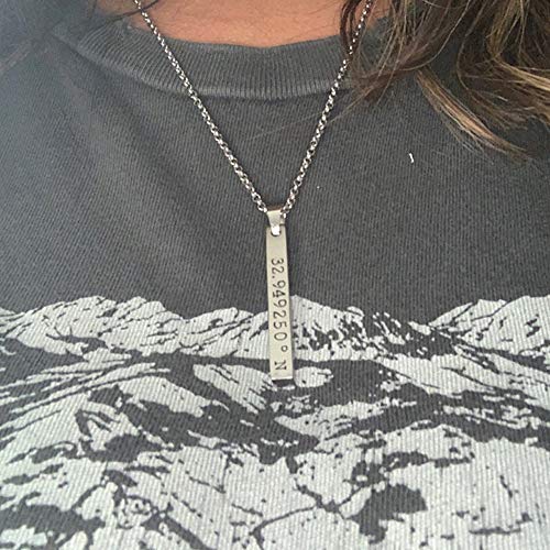 image for Shinelady Personalized Bar Necklace with Name, Custom 4 Sides Free Eng
