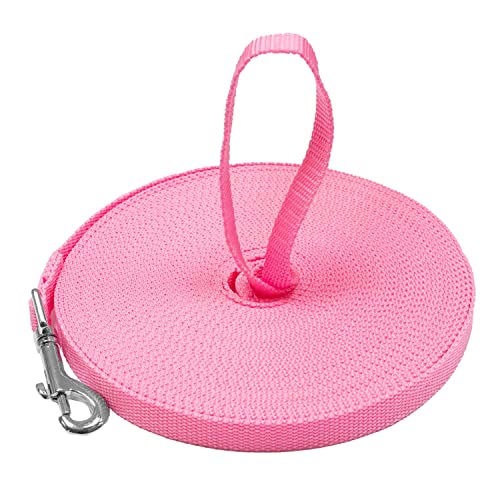Downtown Pet Suuply Downtown Pet Supply - Long Dog Leash - 50 ft Pink Nylon Dog Training Leash for Recall & Obedience