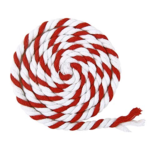 Colored Twisted 3 Strand Natural Cotton Rope Artisan Cord (1/4 Inch) 6mm Diameters,Soft Durable Knot Tying Rope by The foot-10, 25, 50, 100 Feet,for Sports,Decor, Pet Toys,Crafts & Indoor Outdoor Use