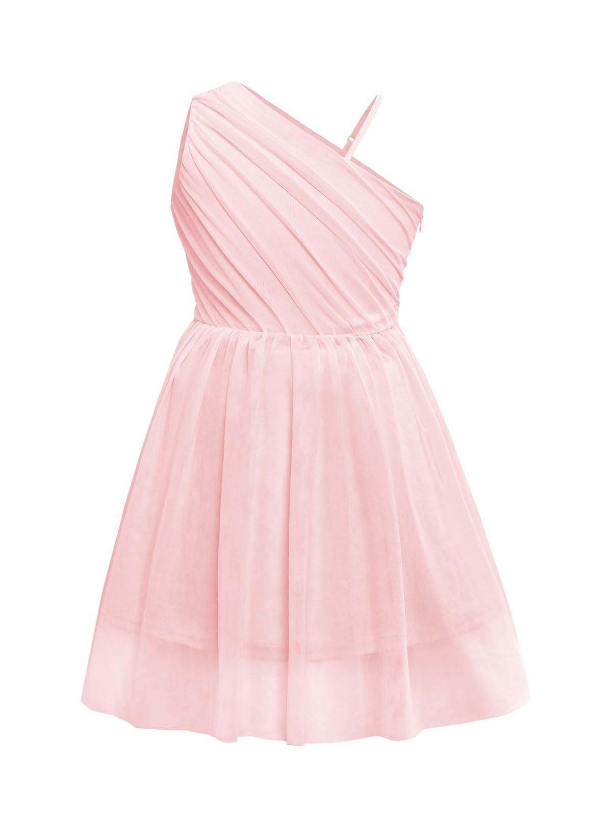 Batermoon Girls One Shoulder Dress Summer Party Graduation Semi Formal Short Dresses 5-14 Years