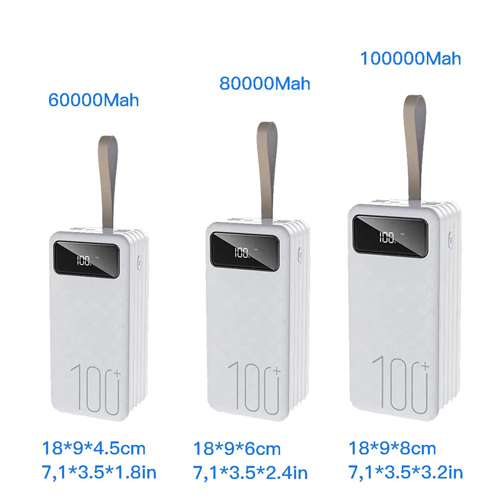 Powerbank mit Hoher Kapazität, großer 100000-mAh-USB-C-Akku mit LED-Anzeige, große 18-W-Schnelllade-Powerbank, Tragbares Ladegerät, Kompatibel mit Smartphones und Tablets(Color:Schwarz)