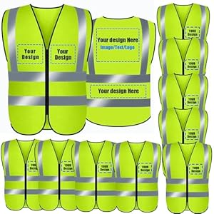 BeautyWill Custom Safety Vest Customized Logo Class 2 High Visibility Reflective Vest with Pockets Construction workwear