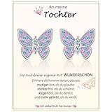 Regalo para hija, sobrina, nieta, pendientes de mariposa hipoalergénicos, plata 925, para niñas, cumpleaños, Navidad, graduación, día de San Valentín, Oro blanco