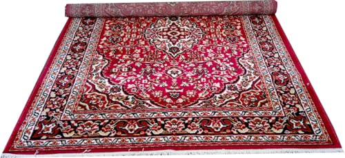 Image of Sifa Carpet Anti Skid Floral Polyster Rectangular Carpet (5X7 Feet, Red Color)