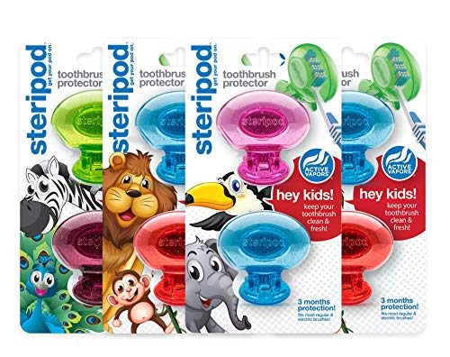 Steripod Kids Clip-On Toothbrush Protector Family Pack (8 total protectors)