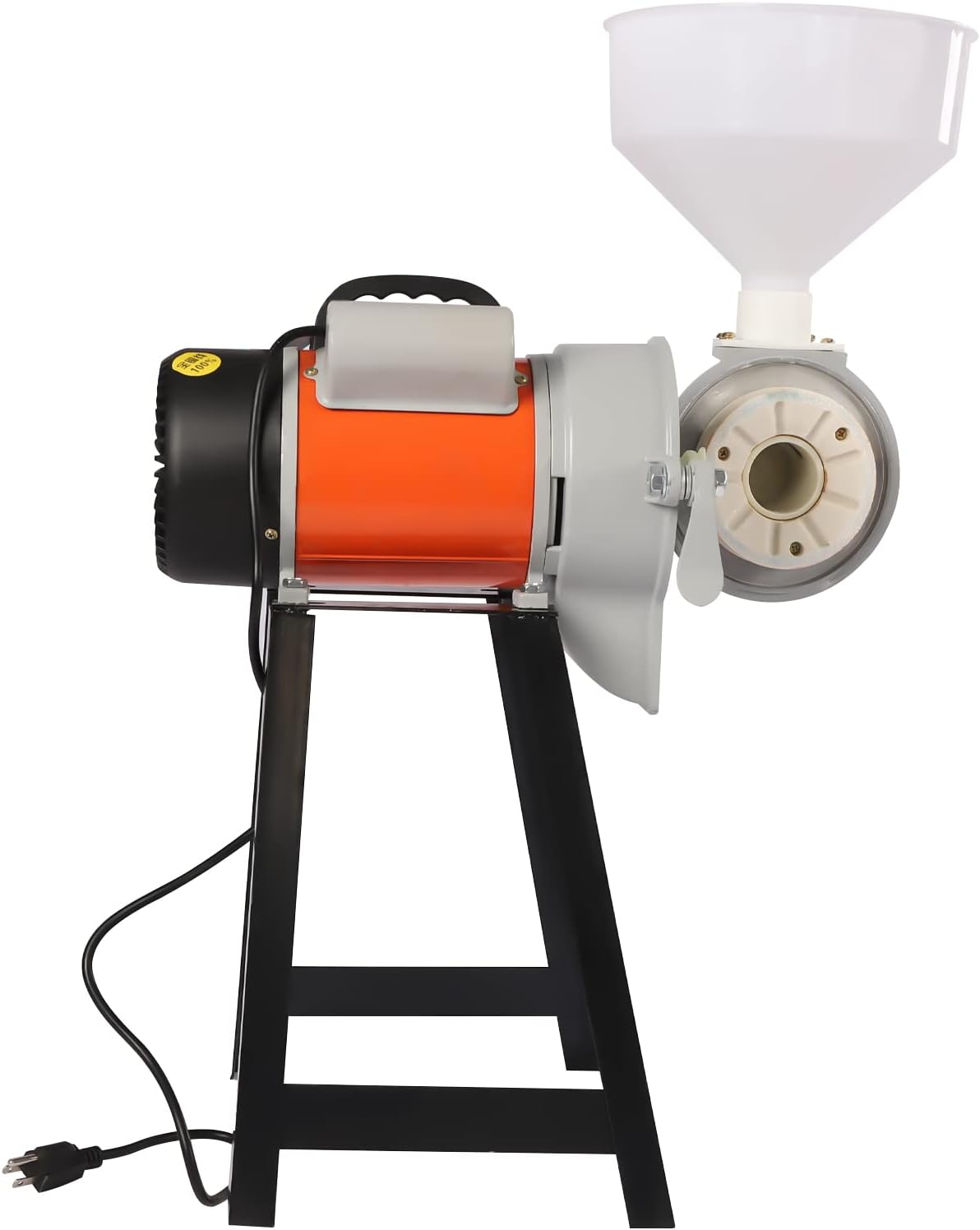 Wet Electric Grain Mill Grinder, 110V 2200W Commercial Electric Mill Grinder Machine Grain Grinder Mill Feed Mill Wet Grinder, Rice Corn Coffee Grinder with Funnel (Orange)