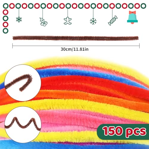 Image of 150PCS Pipe Cleaners Bulk, Dark Brown Pipe Cleaners Craft | Pipe Cleaners Chenille Stem Fuzzy Sticks, DIY Craft for Creative Handmade DIY and Crafts Project Decoration Supplies
