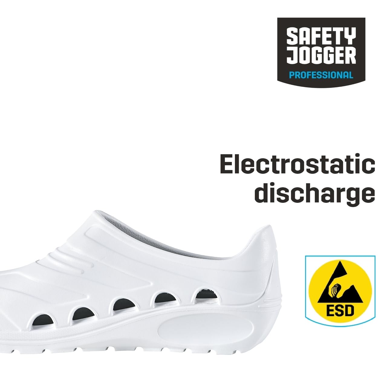 SAFETY JOGGER Lekkie chodaki dla mężczyzn i kobiet 39 - OXYVA - antypoślizgowe chodaki, antybakteryjne, antystatyczne i przeciwgrzybicze, buty ochronne, Oxypas, białe