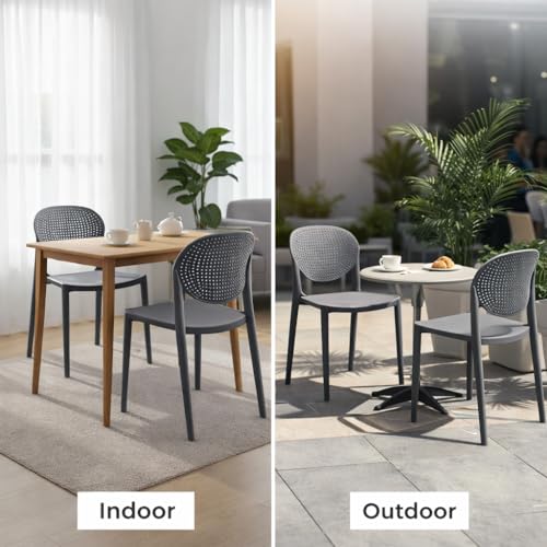 Image of INNOWIN Casper Stackable Arm Chair | Accent Chair for Living Room Home, Bedroom, Cafe and Hotels | 3- Year Warranty | Plastic | Grey