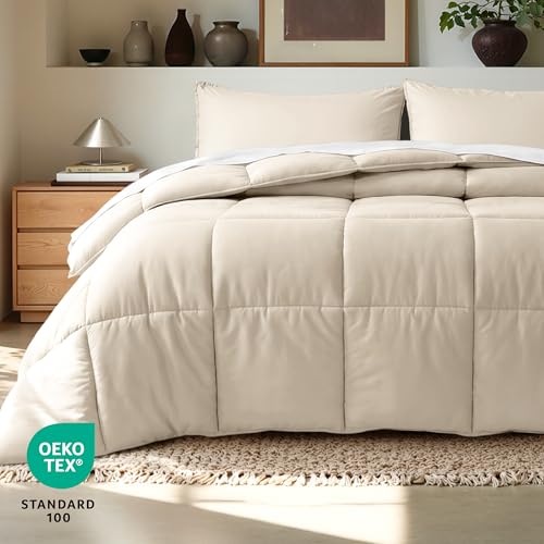 Image of Bare Home Comforter Set - Full Size - Ultra-Soft - Goose Down Alternative - Premium 1800 Series - All Season Warmth (Full, Sand)
