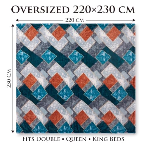 Image of VAS COLLECTIONS 280 GSM Flannel Blanket for Double Bed, Ultra Soft Plush Fleece Blanket, Warm & Cozy Heavy Winter Blanket, Breathable AC Blanket, for Home & Hotel, 220 x 230 cm - Deep Teal