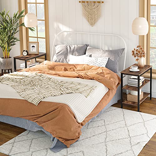 HOOBRO Mesa Auxiliar, Mesita de Café Estrecha con 3 Estantes, Mesita de Noche de Estilo Industrial, para Sala de Estar, Dormitorio, Cocina, Fácil Montaje, Marrón Rústico EBF14BZ01 - imagen 4