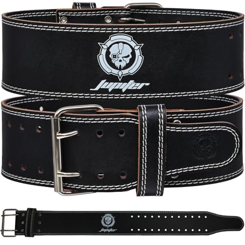 Weight lifting Belt (6mm Thick) - Genuine leather, offering back support. Double-pronged buckle, ideal for weightlifting, powerlifting, squats and deadlifts(White XXL)