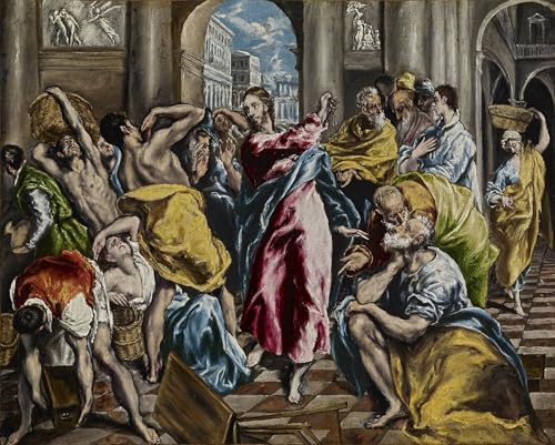 Peinture sur Toile El Greco Purification du Temple pour Grand Mur Vide 60x90