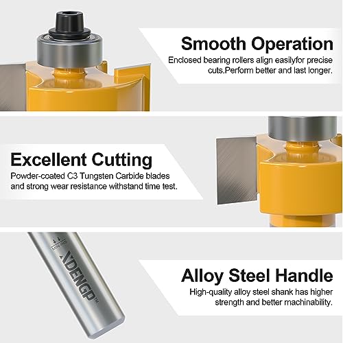 Image of Rabbet Router Bit Set 1 /2 Shank, Rabbeting Router Bits 1pcs with 6 Bearings for Interchangeable and Adjustable Multi Depths Cutter 1 /8 inch, 1 /4 inch, 5 /16 inch, 3 /8 inch, 7 /16 inch, 1 /2 inch